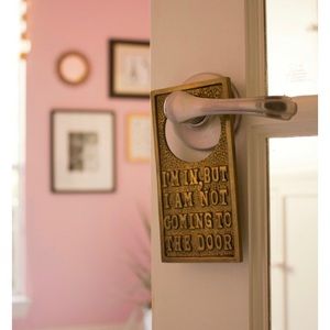 Vintage Reversible Iron Door Hanger, Sarcastic